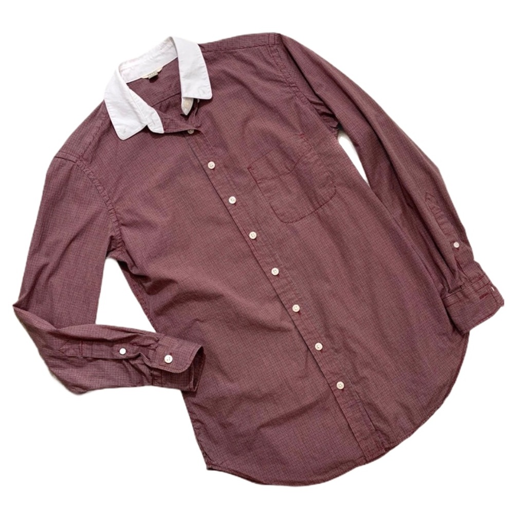 Fossil Red And Blue Plaid Button Down Shir - image 1